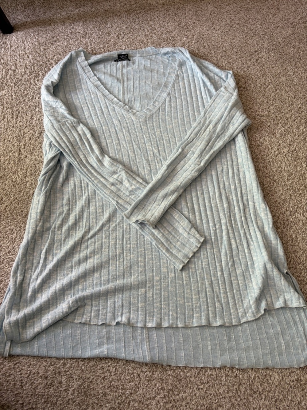 Urban Outfitters Light Blue Ribbed V-Neck Tunic